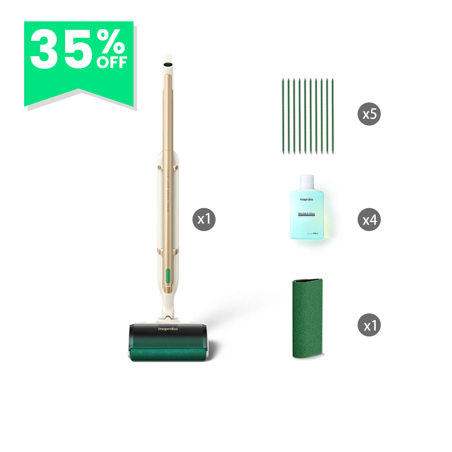 Moprobo Cordless 4 in 1 Pickup Mop M1 Gold Luxury Limited Edition