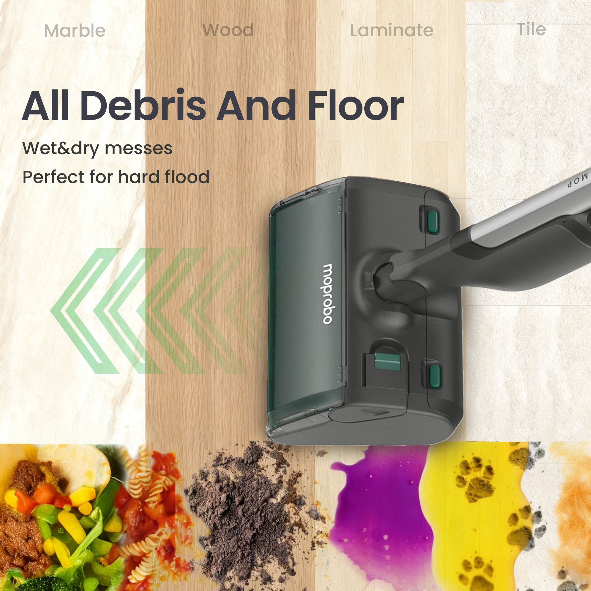 moprobo Pickup Mop M2 Turbo floor-debris