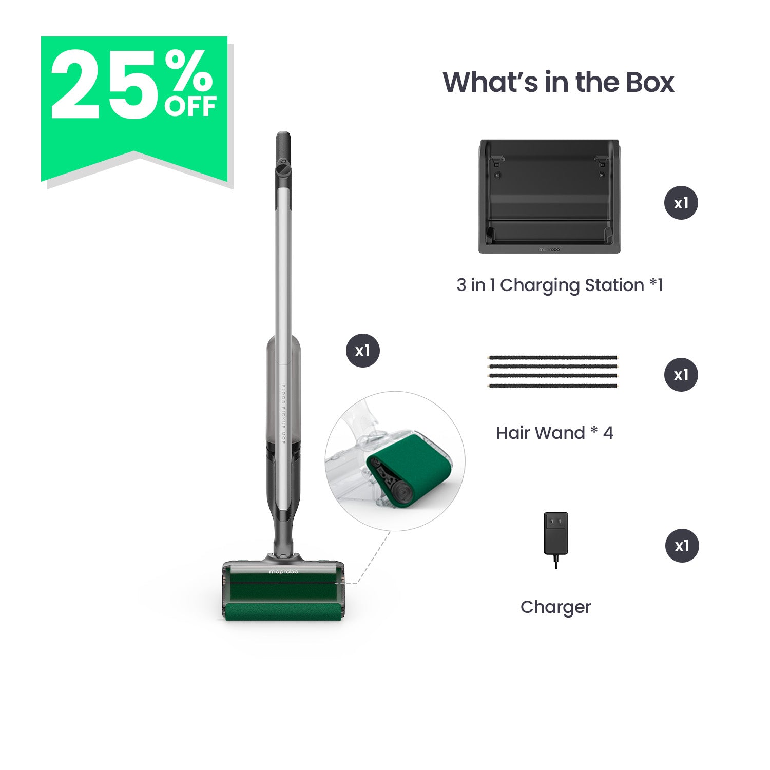 Moprobo Cordless 4 in 1 Pickup Mop M2 Turbo