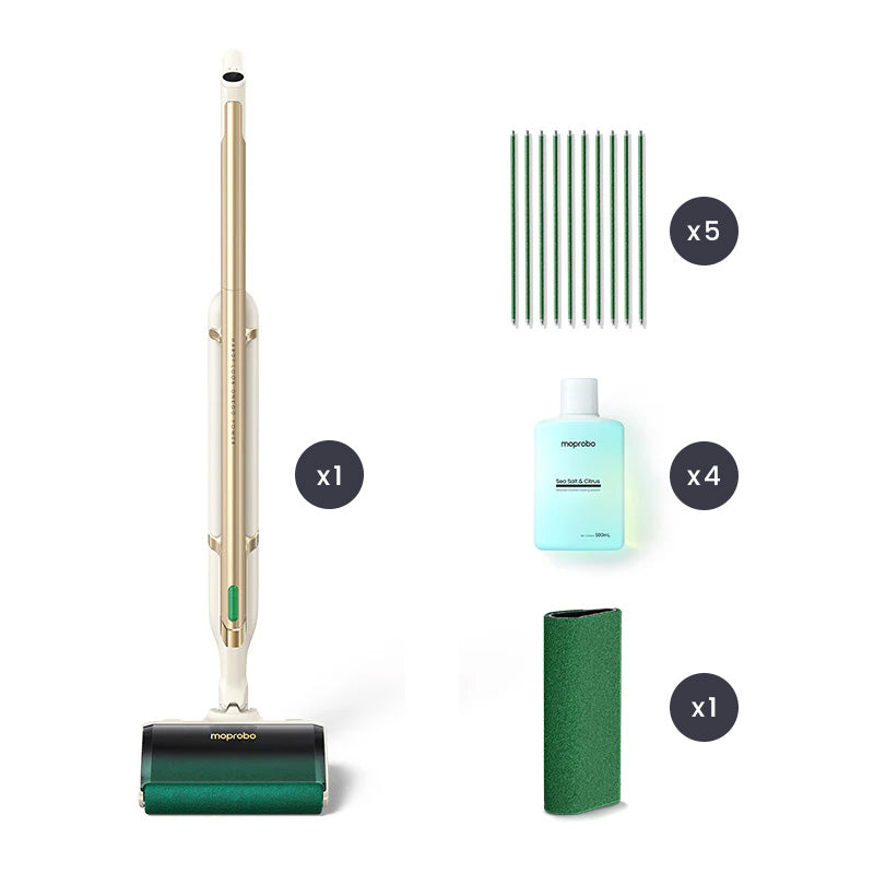 Refurbished Moprobo Cordless 3 in 1 Pickup Mop M1 Gold - 1 Year Warranty, Tested & Certified(Not Eligible for Return）